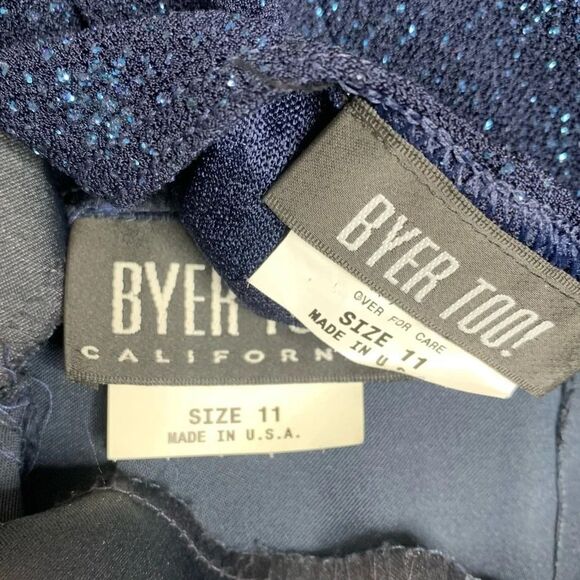 Y2K 2 Piece Skirt Top Formal Set Navy Blue Sparkle Stretch Top size 11 - Picture 4 of 11